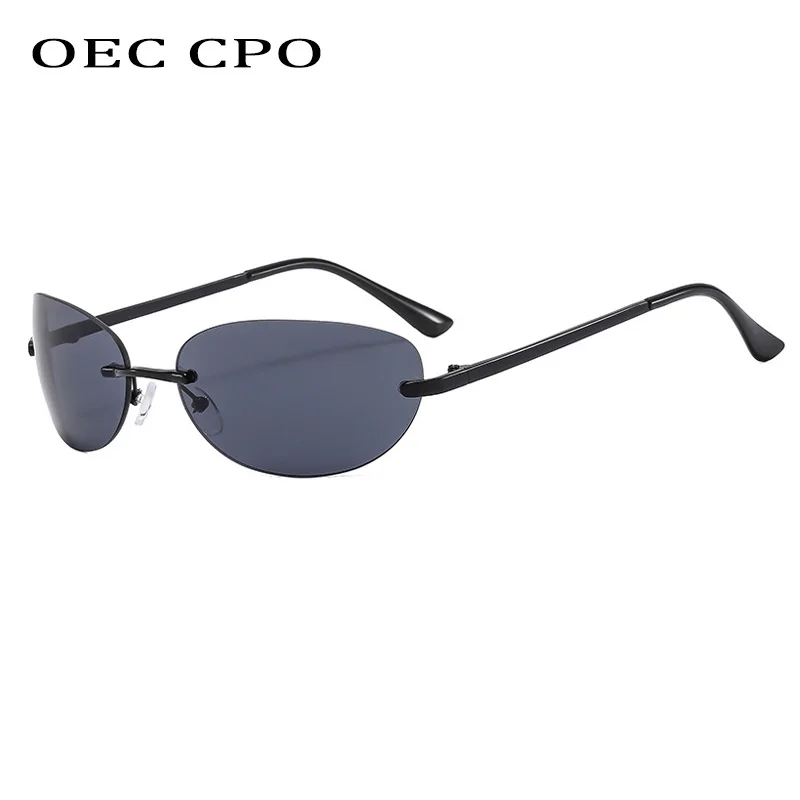 Punk Rimless Sunglasses For Men Women Fashion Mirror Cat Eye Sun Glasses Female Shades Frameless UV400 Travel Outdoor Eyewear
