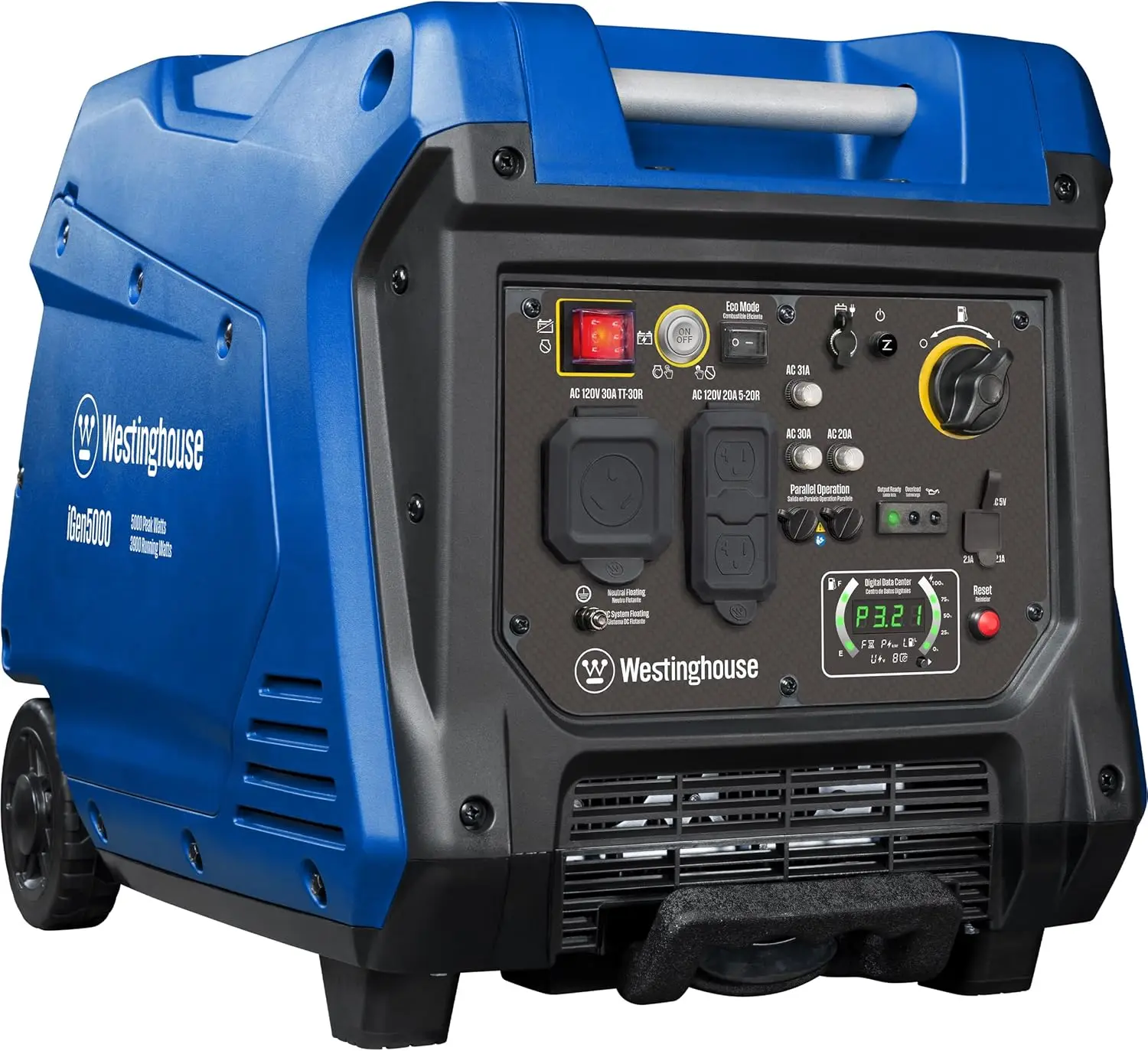 

5000 Peak Watt Super Quiet Portable Inverter Generator, Remote Electric Start with Auto Choke, Wheel & Handle Kit, RV Ready