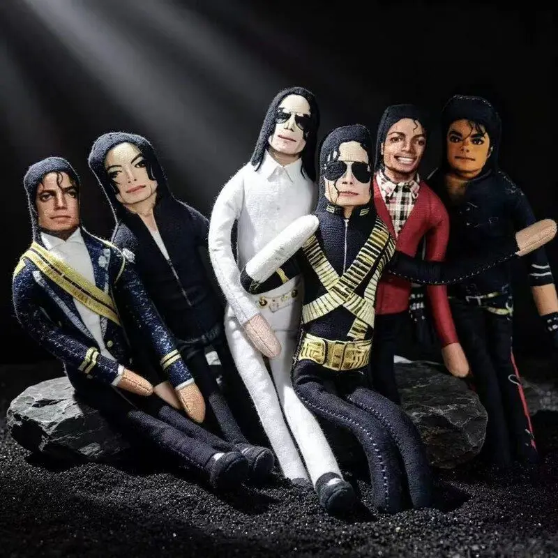 Michael Jackson Famous Singer Cosplay Prop Doll Plush Stuffed Dolls Ornaments Abstract Joint Mobility Mouse Figure for Car Decor