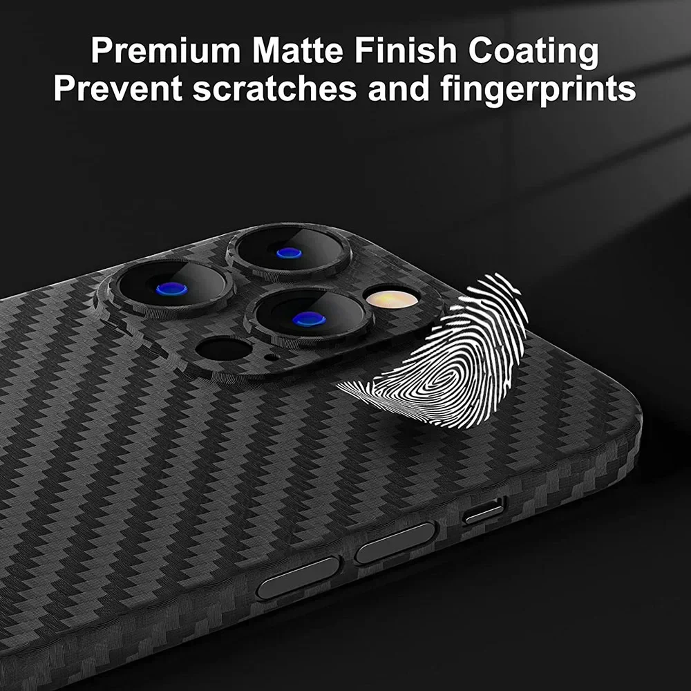 0.3 PP Slim Carbon Fiber Texture Case For iPhone 16 15 14 13 12 11 Pro Max XS Max X XR 7 8 Plus Luxury Hard Cover Soft Shell