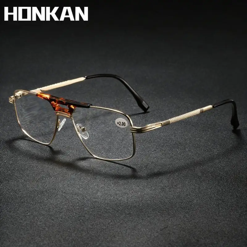 

Мужские очки для чтения с защитой от синего света, очки в металлической оправе с двойным мостом, очки для чтения в стиле ретро, высококачественные мужские очки для дальнозоркости
