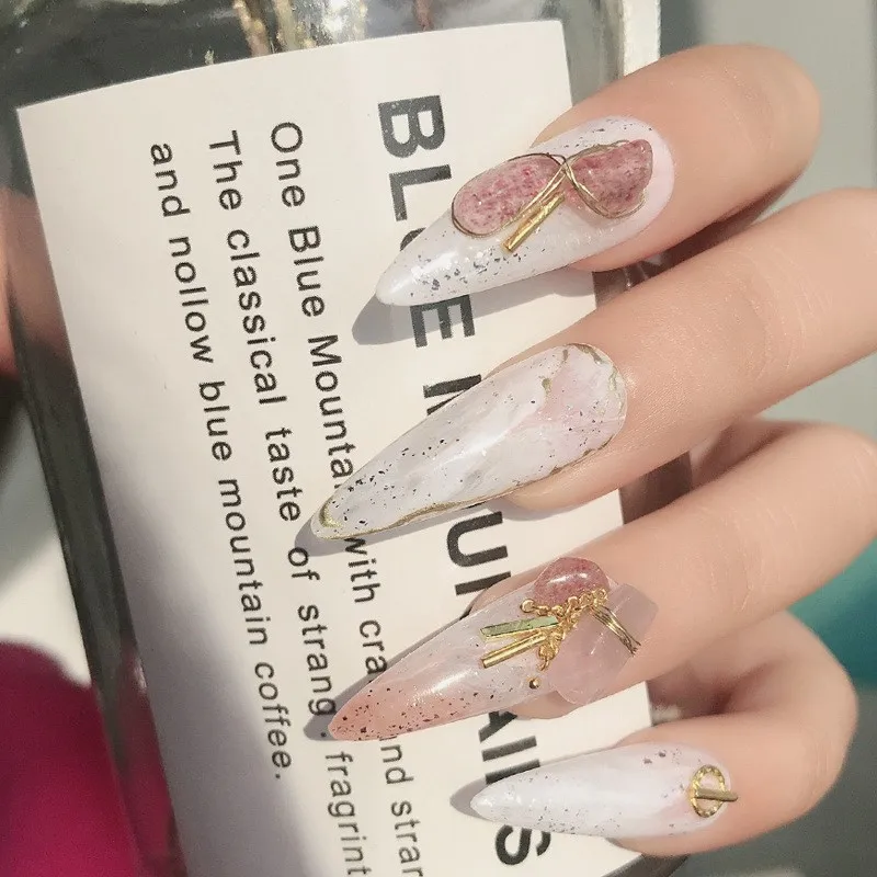 12Box japoński styl Manicure biżuteria naturalna truskawka kamień nieregularny Diy ozdoba do paznokci kryształowe akcesoria kamienne