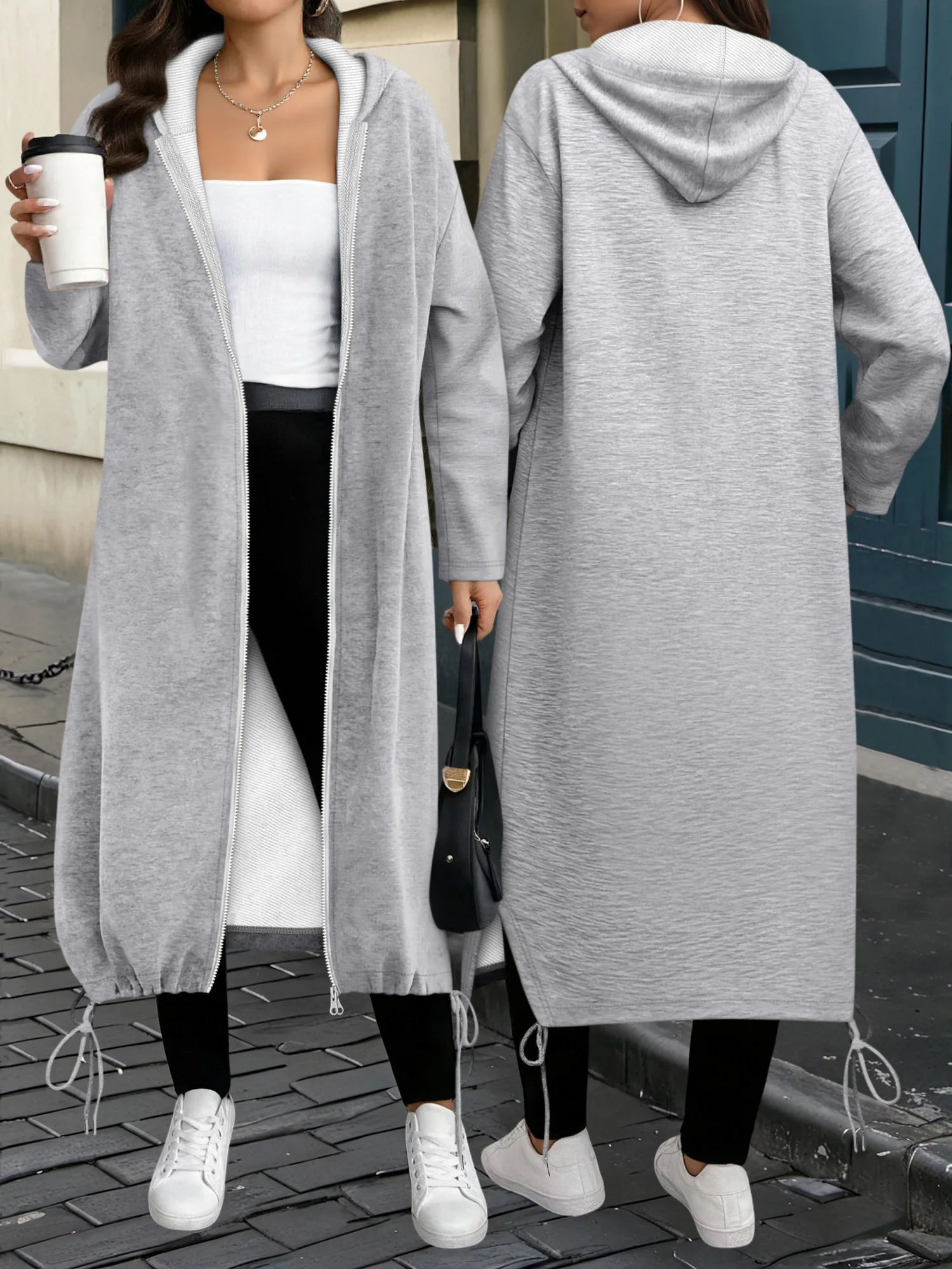 

Элегантный удлиненный кардиган с капюшоном | Универсальный предмет гардероба на осень-зиму, из мягкой уютной ткани, стройнящий силуэт, длина до колена.