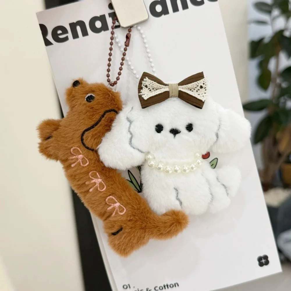 Nieuwe schattige teckel sleutelhanger cartoon anime hond wit kaki sleutelhanger mini rugzak hanger tas decoratie