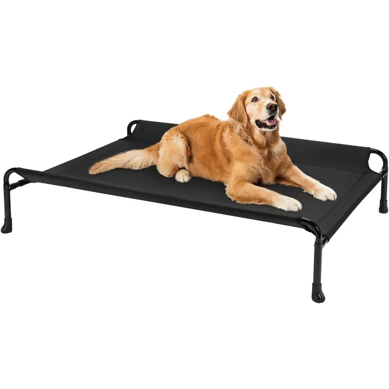 Cooling Elevated Dog Bed, Raised Dog Beds for Large Dogs, Outdoor Dog Bed with Guardrail, Upgraded Non-Slip Feet