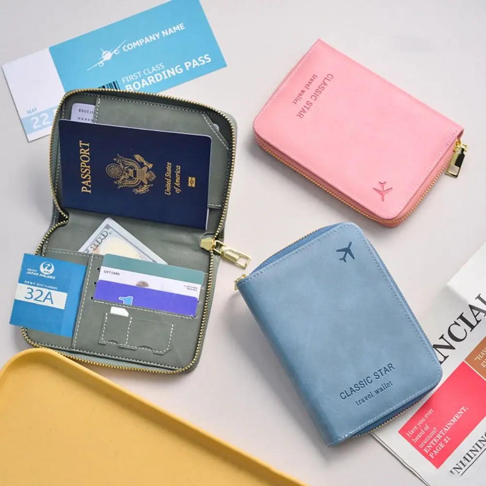 

Card Holder PU Passport Bag RFID Anti-theft Purse Certificate Storage Bag Passport Cover Multifunctional Passport Clip