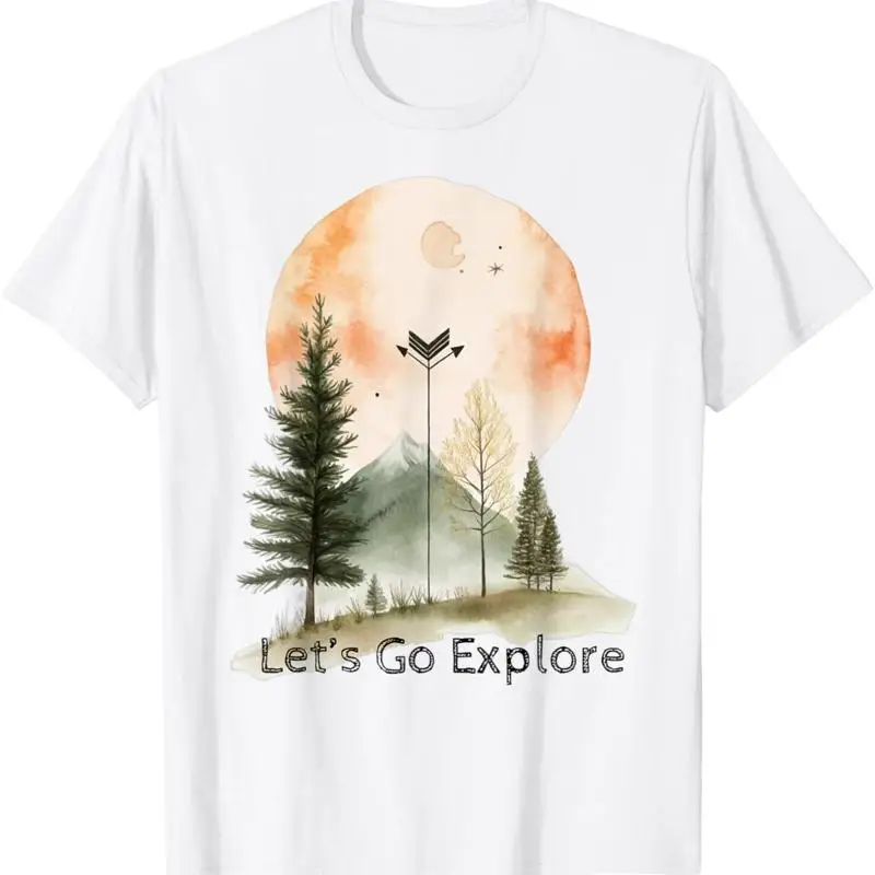 Lets Go Explore Boho Mountain Wilderness Adventure Design camiseta