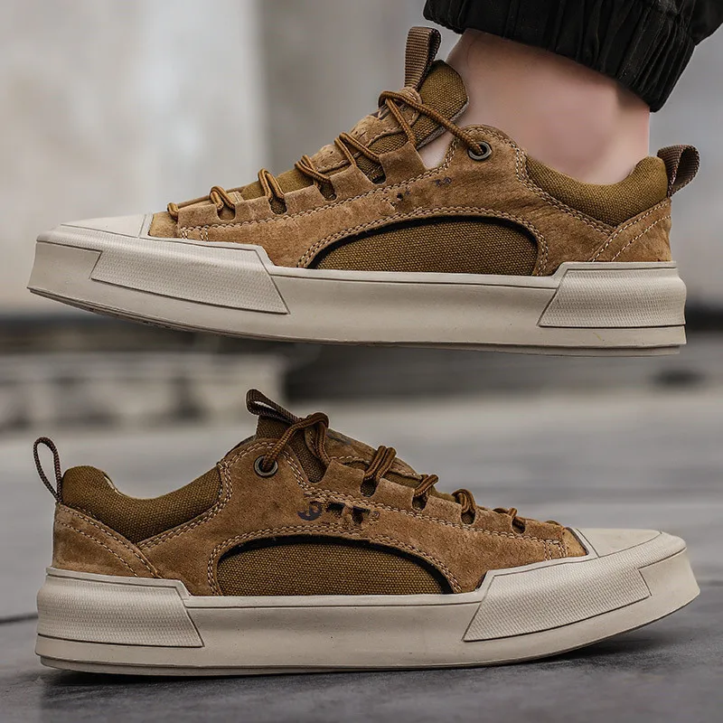 Tooling Low-top Casual Men's Shoes 2025 New Fashion Round Head Casual Student Shoes Breathable Wear-resistant Single Shoes Men