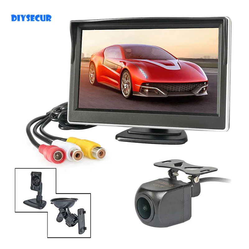 DIYSECUR 5inch AHD IPS Car Monitor 1920x1080 HD 170 Degree Starlight Night Vision Backup Vehicle Reverse Car Camera