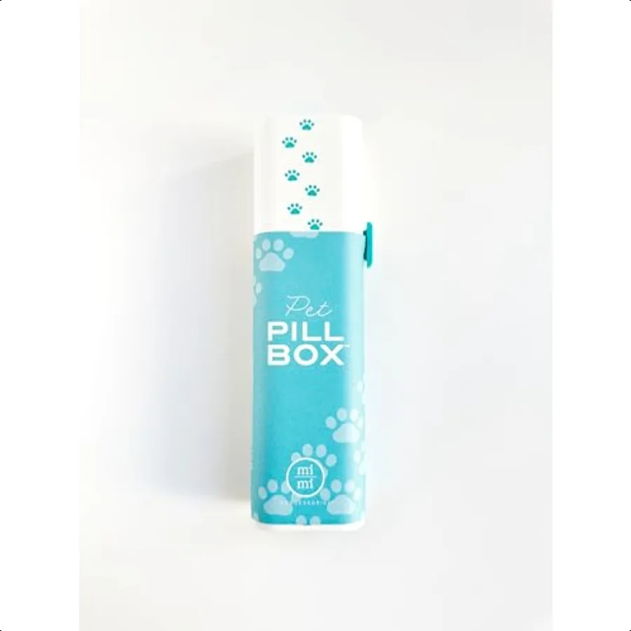 Kotak Obat Hewan Peliharaan 7 Hari dengan Desain Cetak Cakar Putih dan Aqua. Wadah Pil untuk Manajemen Vitamin Harian