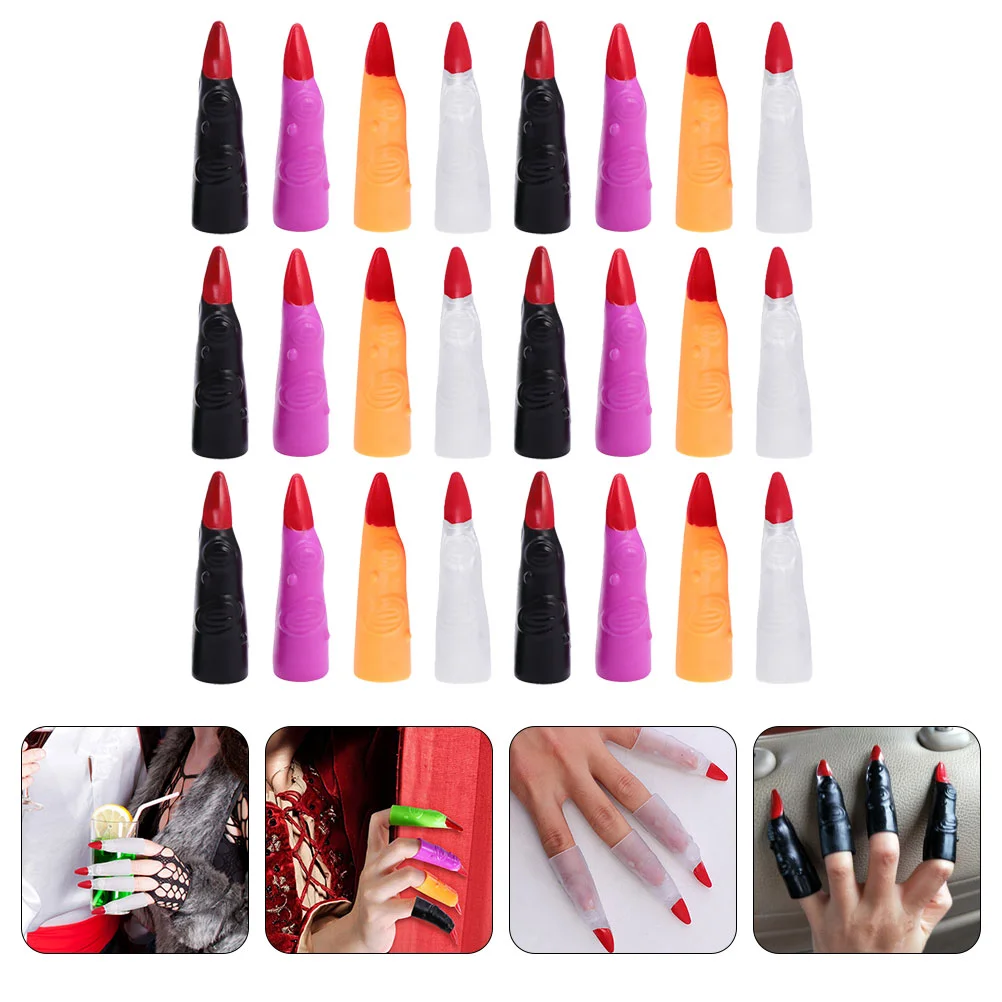 

40 Pcs Halloween Finger Stall Nail Covers Cosplay Fake Masquerade Props Nails for Clothing