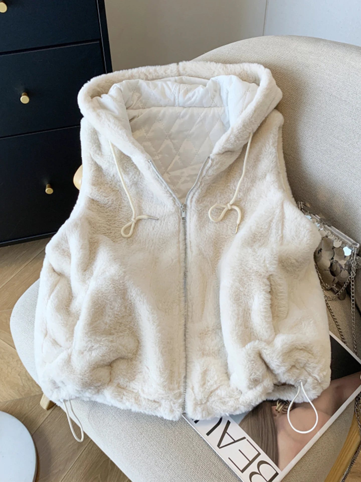 Gilet coréen en coton pour femme, automne-hiver, haut de gamme, Simulation de vison, fermeture éclair, manteau pull Svel