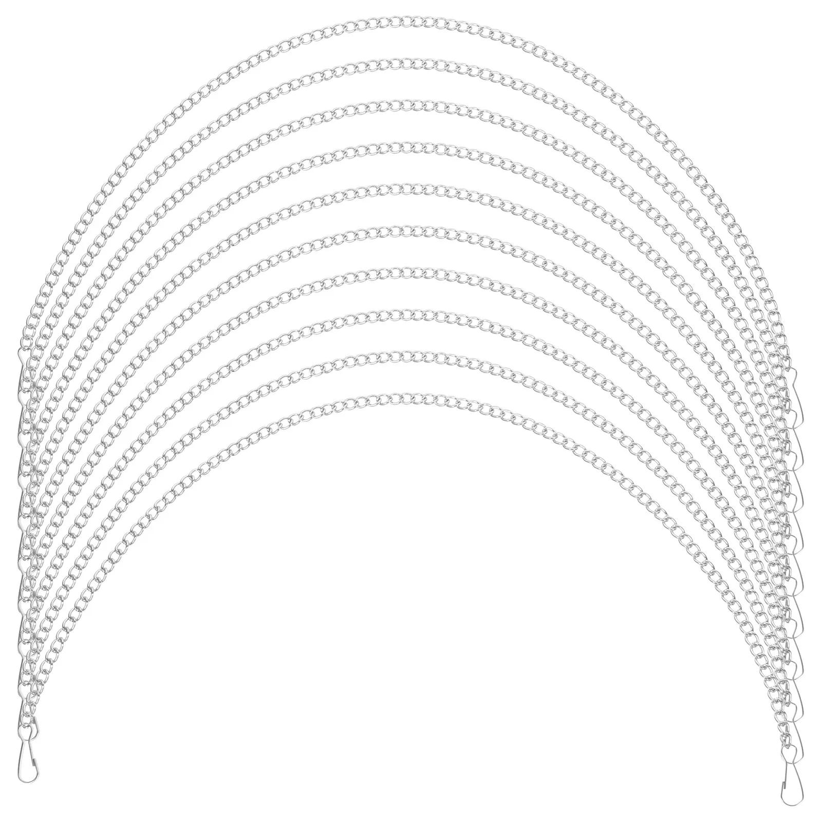 10Pcs Hanging Chain Silver Iron 50Cm Length Snap Clip Hooks for Bird Feeder Lantern Planter Wind Chime Billboard Outdoor Indoor
