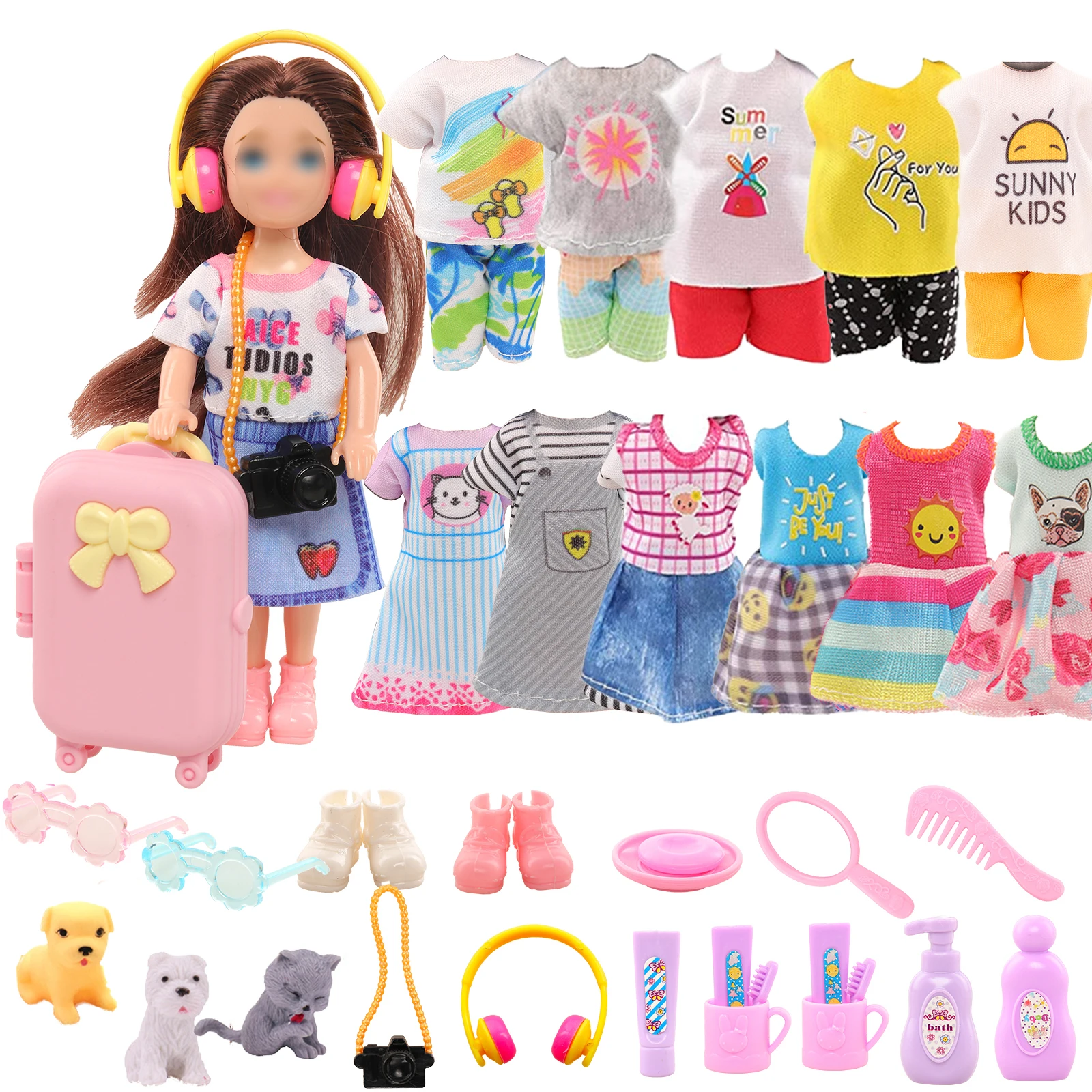 Fashion Doll Accessories and Doll Clothes for Chelsea Chercy Girl Boy Toy Doll 13-15cm 5-6Inch Doll Kids Baby Girl Birthday Gift