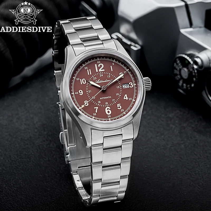 ADDIESDIVE Retro Watch Sappire AR Coating AD2074 Luxury NH35 Automatic Steel 200m Waterproof Leisure New 39mm Men Wristwatch