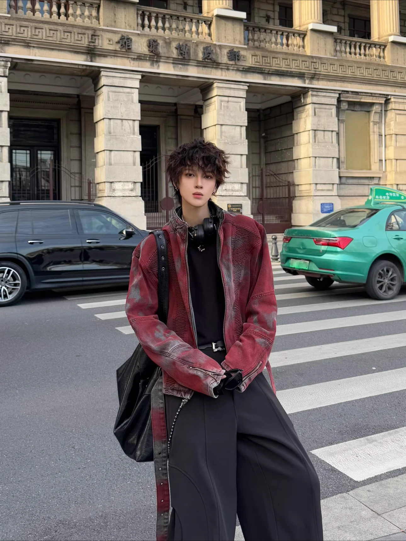 Men's 2025 Spring Autumn New Retro Ribbon Denim Jackets Long Sleeve Padded Shoulder Jacket Male Handsome Trendy Chic Denim Coats