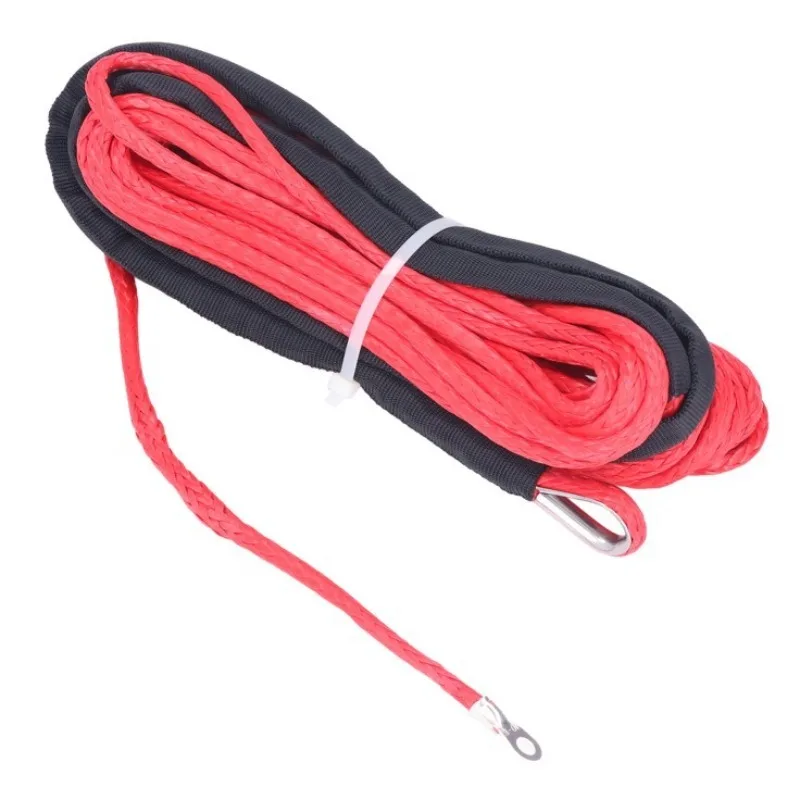 15m 5500 lbs Winch Rope String Line Cable With Sheath Synthetic Towing Rope Car Wash Maintenance String for ATV UTV Off-Road 1pc