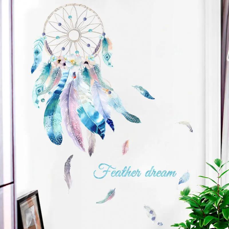 Dream catcher Feather Removable Wall Stickers DIY Home Decoration Decals Room Decor Art for Girl Kids Bedroom Mural Waterproof