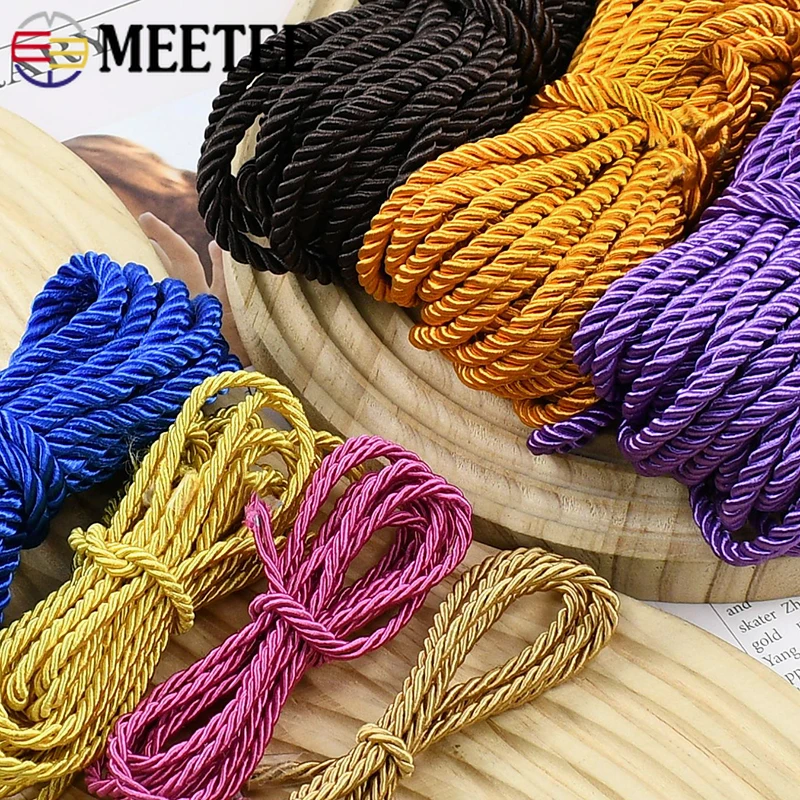 5 Meter 3mm Handtaschenkordel Gedrehtes Geflochtenes Seil Geschenkverpackung 3-Strang-Seil Box Kissen Tasche Deko Schnur Faden DIY Nähzubehör