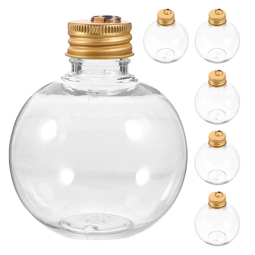 

6pcs 150Ml Transparent Fillable Ornament Balls Clear Plastic Christmas Tree Drink Containers Holiday Party Decorations Reusable