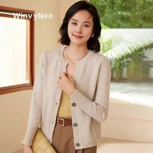 WinvyNee Women Merino Wool Cardigans Sweater Solid Casual Warm Knitwear Tops 2024 Winter Autumn Women Clothing B1263001