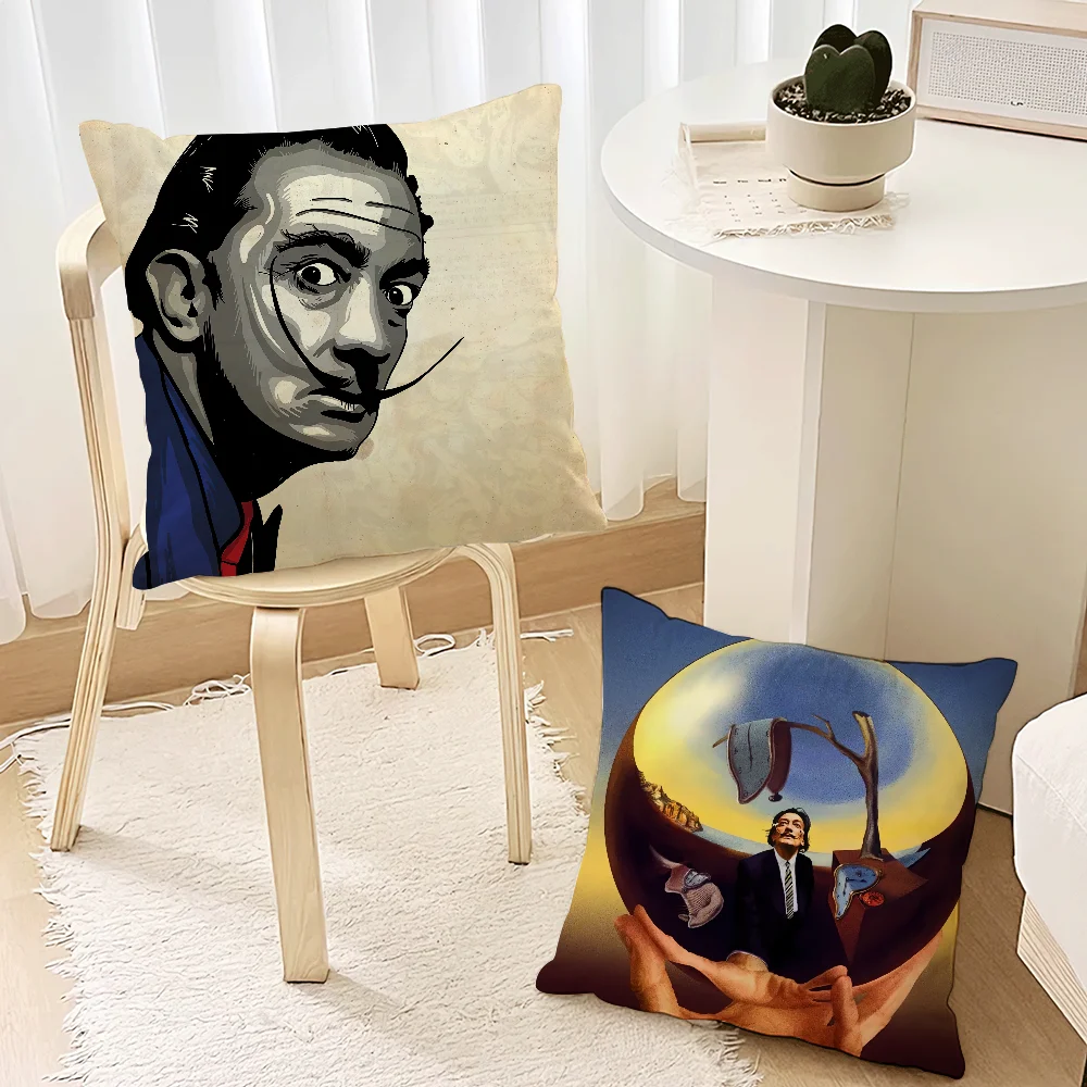 S-Salvador Dali Pop Art Pillow Case Living Room Accent Couch Back Support Square Lounge Restful Nap Companion ﻿