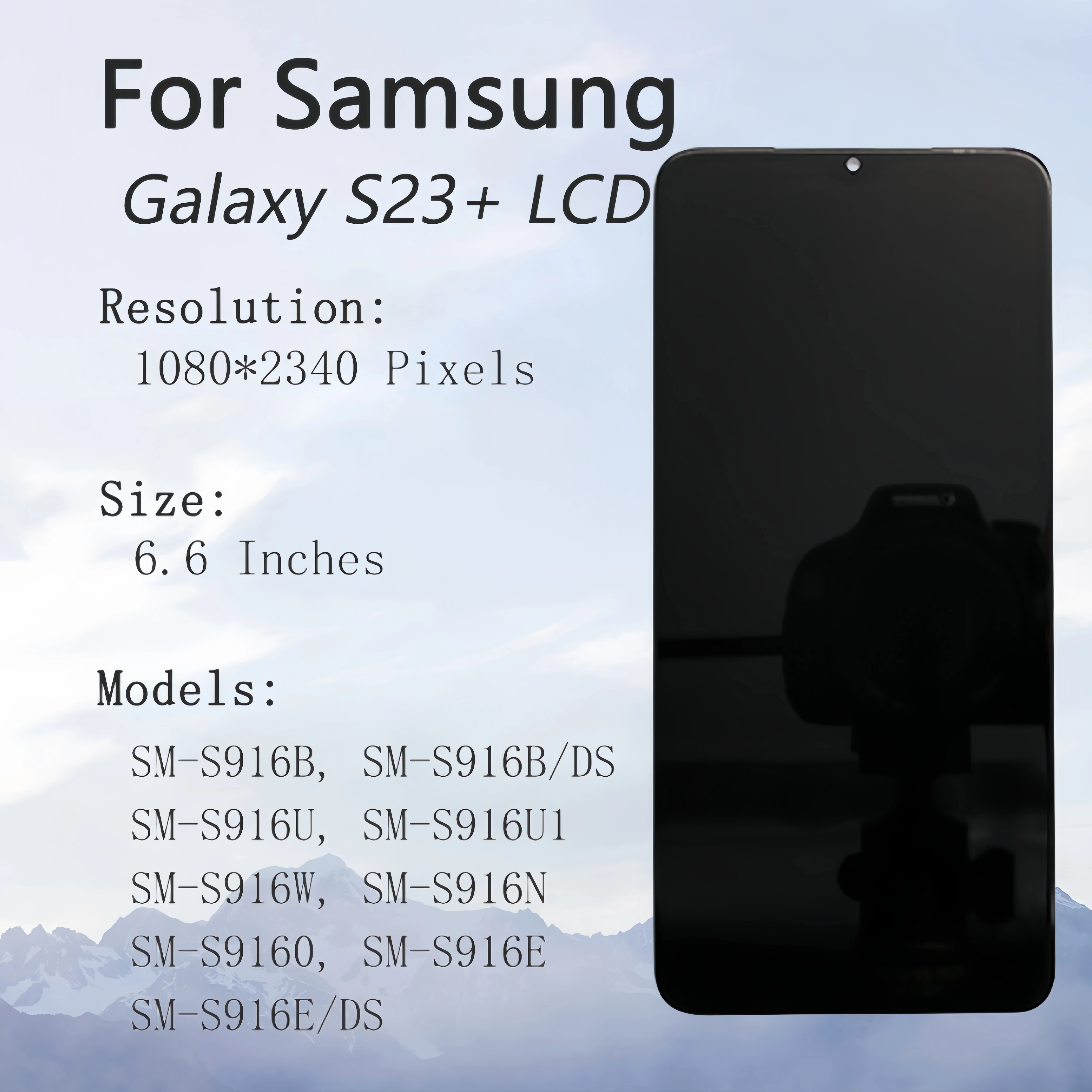 LCD Display Touch Screen Digitizer Assembly Replacement, Samsung Galaxy S23+, S916, SM-S916B/DS, S916W, S916E/DS