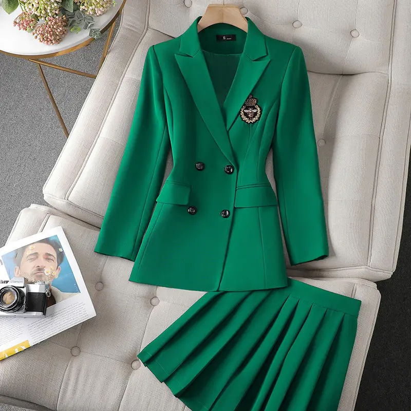 British Academy style suit jacket for women's 2024 Spring and Autumn New Sweet Loose pleated skirt set for women's two-piece set