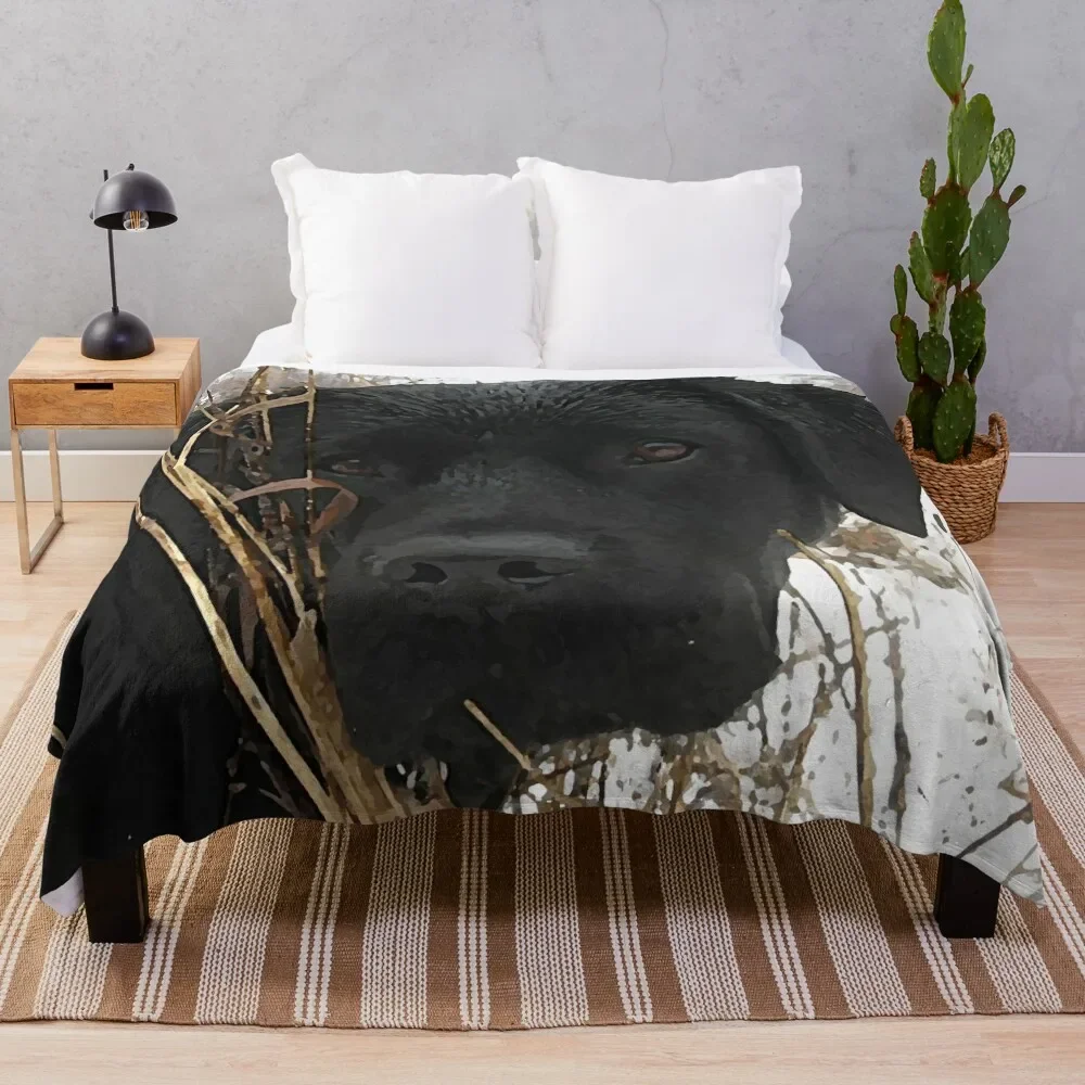 Late Season Hunt - Black Labrador Throw Blanket Blankets For Sofas Luxury Blanket Loose Blanket