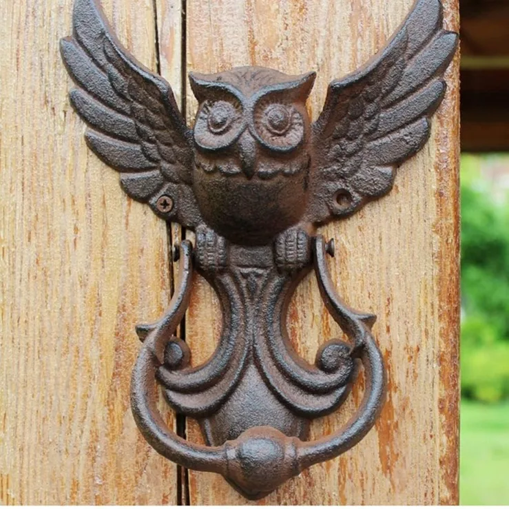 Vintage Owl Door Knock American Style Cast Iron Crafts Antique Door Handle Yard Handle