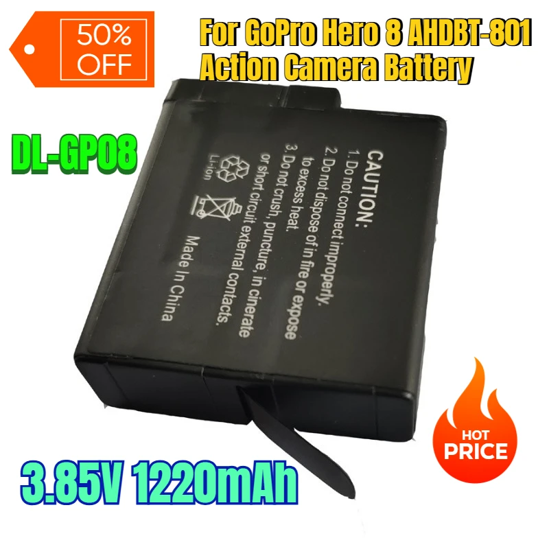

3.85V 1220mAh DL-GP08 for GoPro Hero 8 AHDBT-801 Action Camera Battery