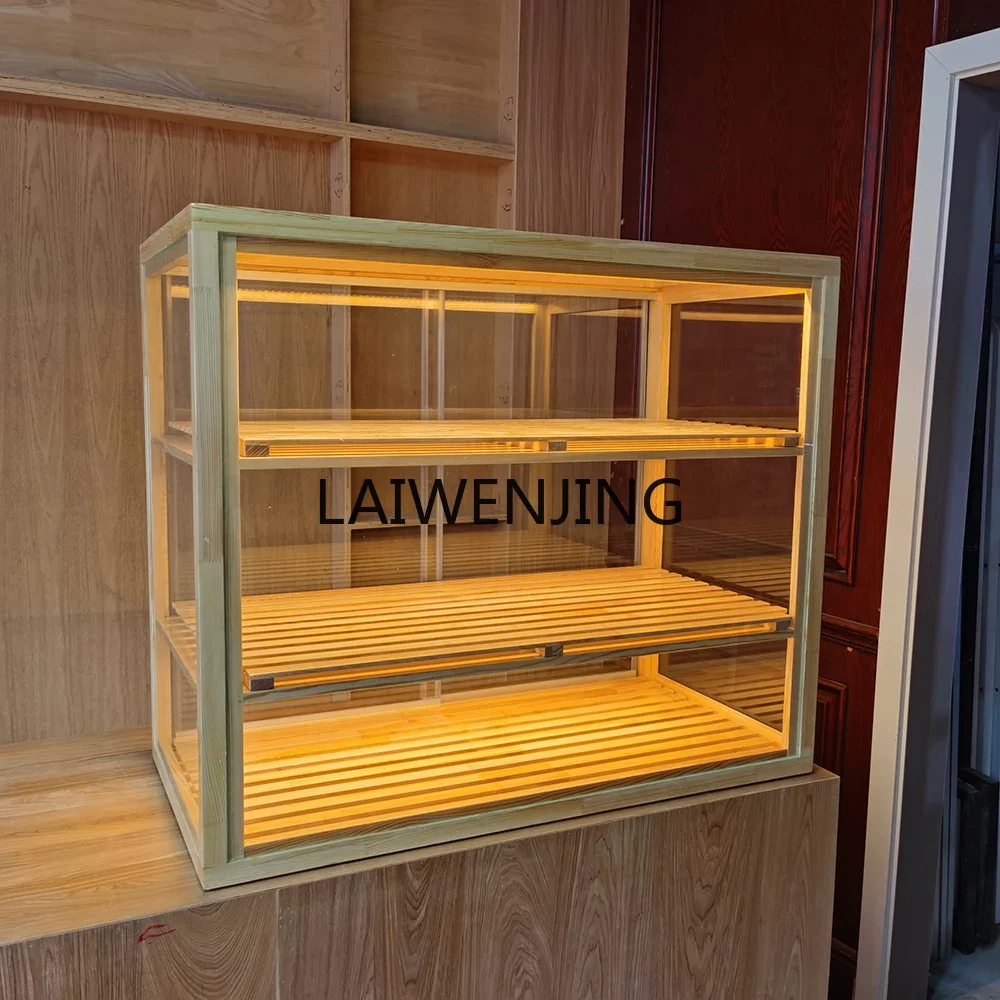 LYN solid wood bread display cabinet transparent glass cake display cabinet display rack can be customized