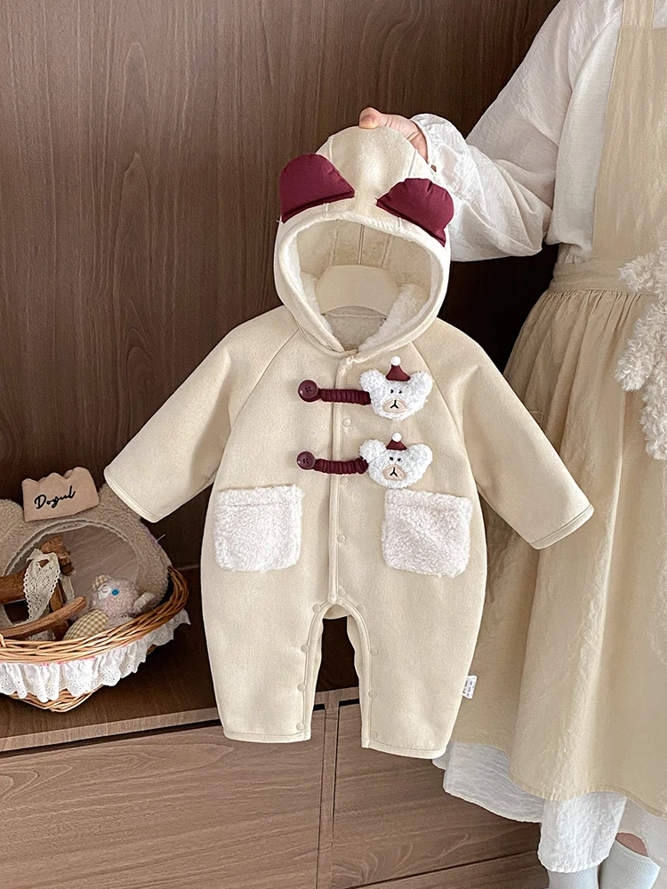 

Thiened Fce Baby Rer Autumn Winter Clothes Korean Sle Warmthable Baby Clothes with Hat Baby Clothes for Cling
