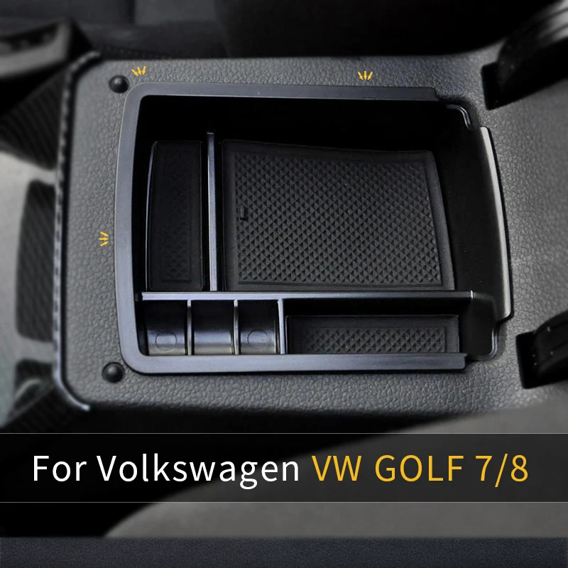 For VW Volkswagen Golf 7 MK7 R GTI Car Styling Storage and Organization of the Storage Box in the Center Console Armrest Box