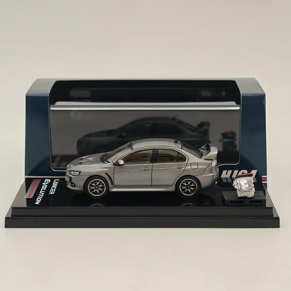 Hobby Japón 1:64 Lancer Evolution X Final Edition con modelo de pantalla de motor gris titanio (M) HJ 642053 Colección de coches fundidos a presión AGM