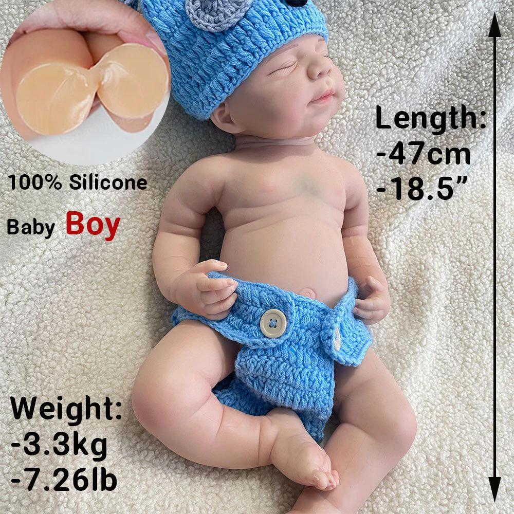 19Inch Handmade Full Body Silicone Reborn Baby Girl/Boy Pascale 3D Skin Painted Washable Weighted Newborn Doll Collectibles Toy