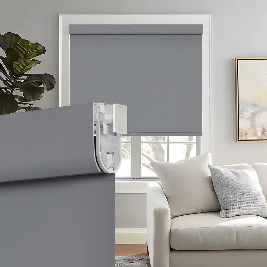 

No Drill No Tools 100 Blackout Window Blinds, FreeStop Cordless Roller Blinds for Windows, UV Protection Thermal Insulated Rolle