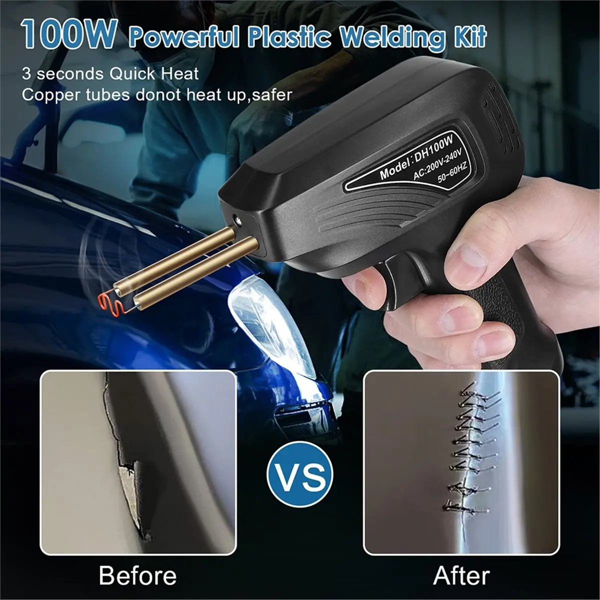 L70A DH100W Second-Generation Plastic Welding Machine for Planting Nails, Crack Welding,Thermal Cutting,Rapid Heating US Plug
