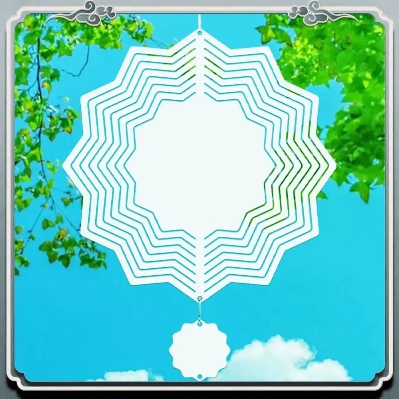 Spinner de viento en blanco para sublimación, Spinners de viento 3D para decoración de jardín al aire libre, encaje de estrella de F-8 pulgadas, 6 uds.
