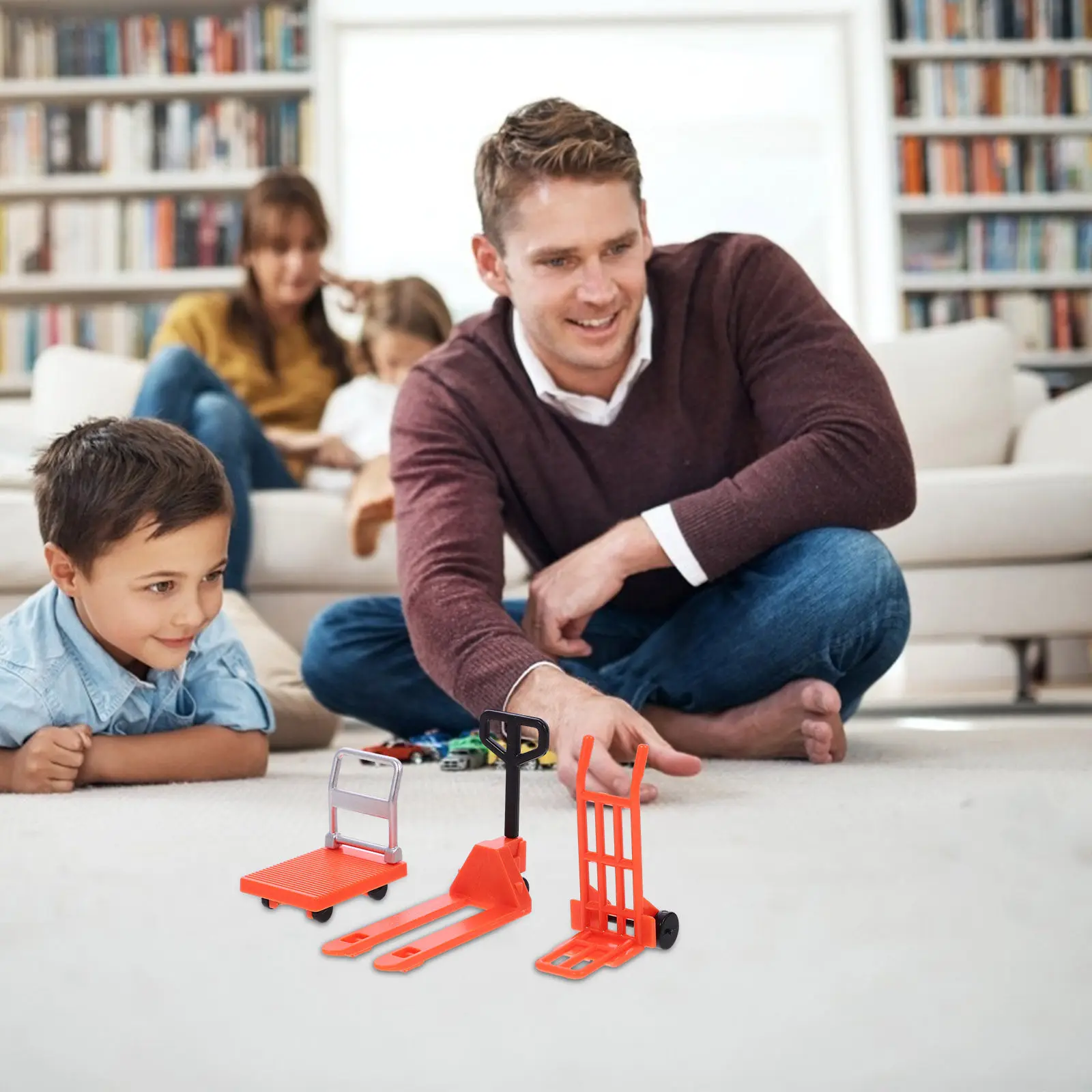 

Набор миниатюрной строительной техники: маленький ручной погрузчик, платформенная тележка, развивающая игрушка для детей