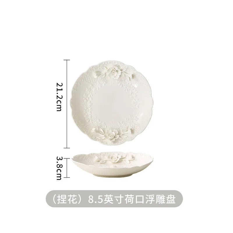 الأوروبية اليدوية الإغاثة اليد قرصة زهرة أطباق فاكهه كعكة طبق للوجبات الخفيفة السيراميك المنزلية مطعم الفواكه المجففة #6