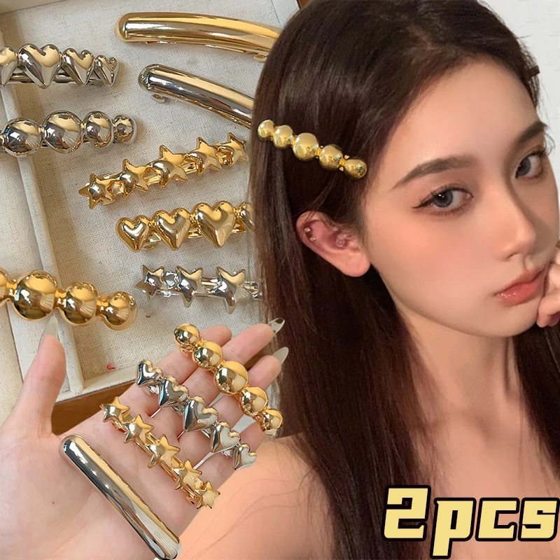 2024 NEW 2PC Large Metal Chain Hair Spring Clips Double Dough Twists Hairpin for Women Elegant Barrettes Hair Accessories