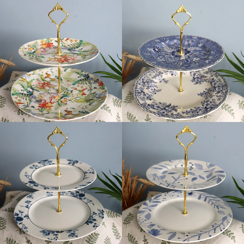 

Ele Retro Multi-Layer European Sle Fruit Basket Cake Stand Double Layer Wedding Par Dining Home Use Dry Fruit Tray