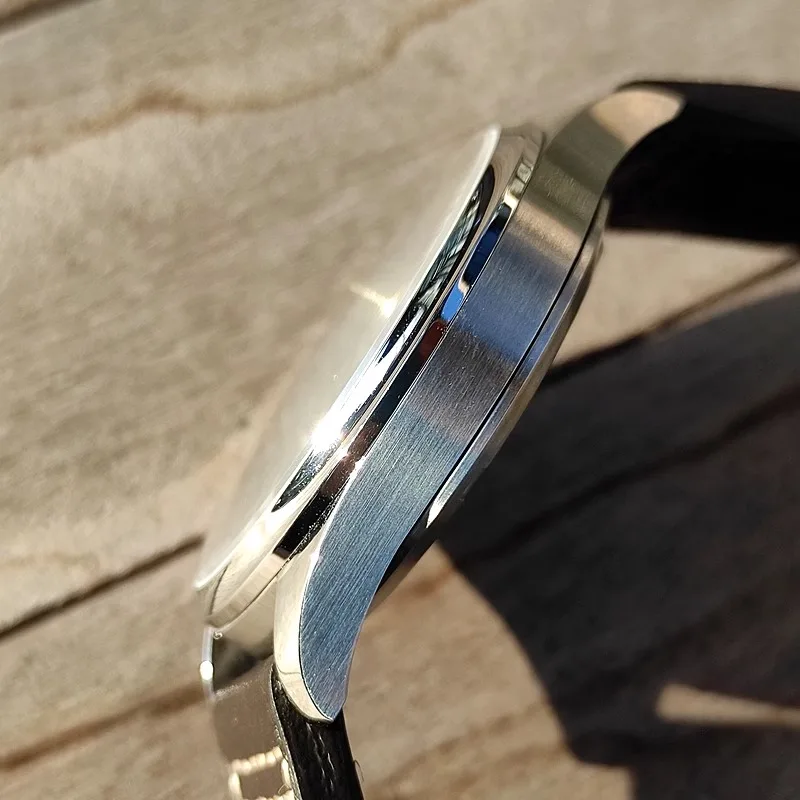 Vakuy 40mm relógio mecânico automático piloto nh35 madrepérola tridimensional prata parafuso prisioneiro negócios ao ar livre relógio à prova dwaterproof água