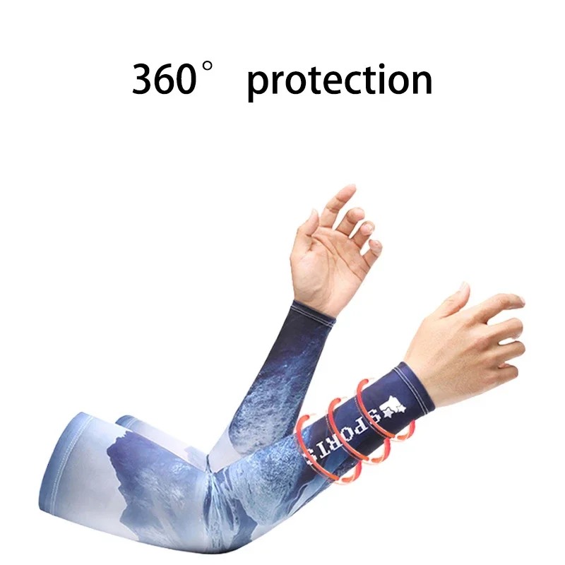 2PCS/Set New Summer Ice Silk Cycling Arm Sleeves Breathable Bandana Mask Combination Suit Elastic Cold UV Sun Protection