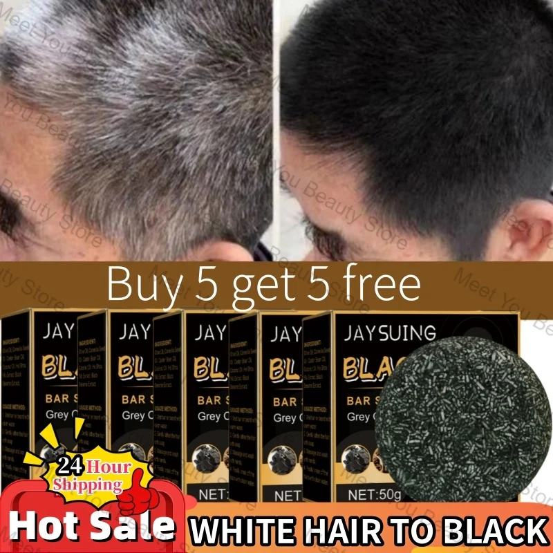 

New White Hair Darkening Shampoo Soap Restore Gray Beard Hair Natural Color Soap Gray White To Black Dye Hair Fixing Shampoo Bar