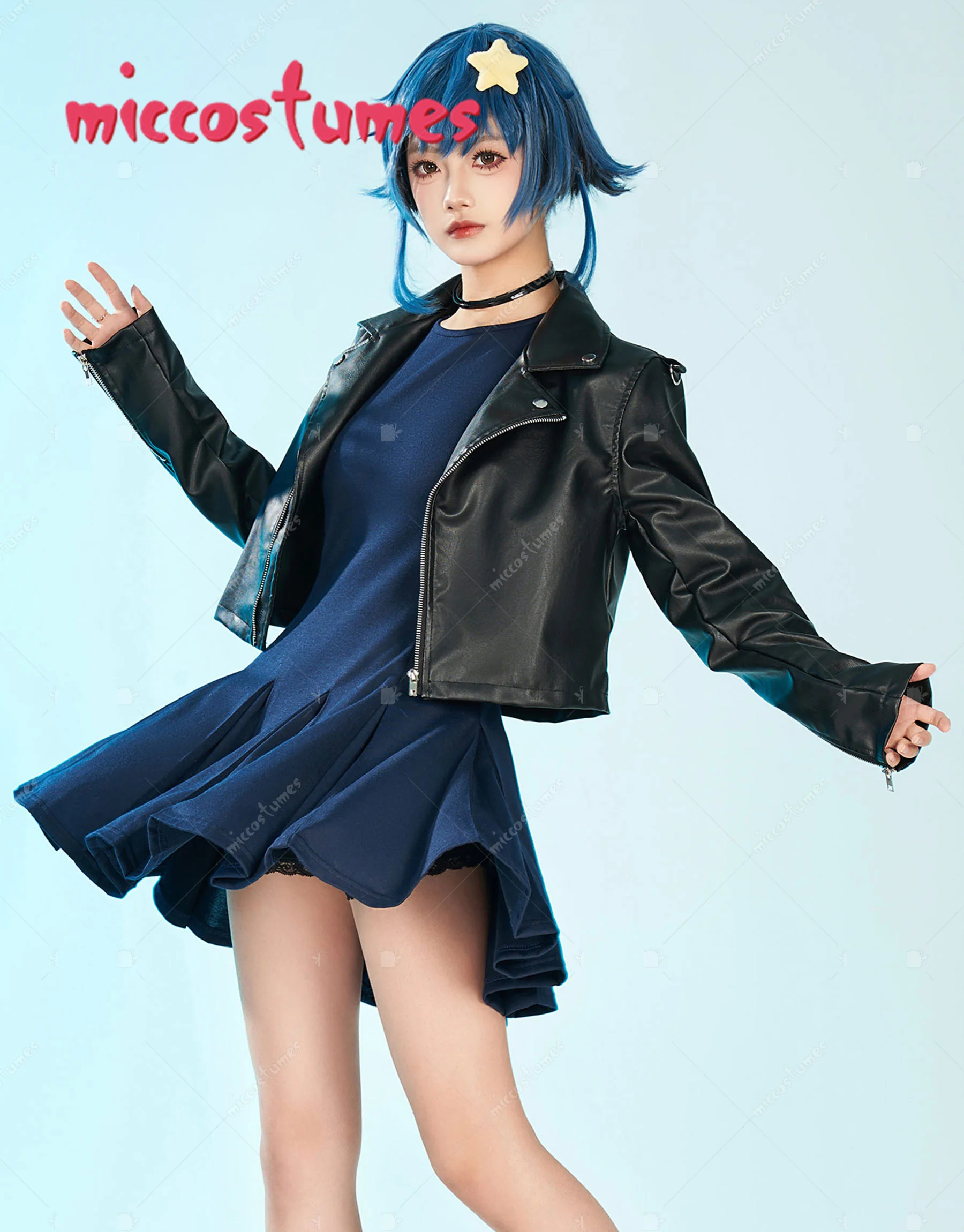 COSPLAY.FM Women's Cosplay Costume Dress and Leather Jacket with Necklace and Bracelet