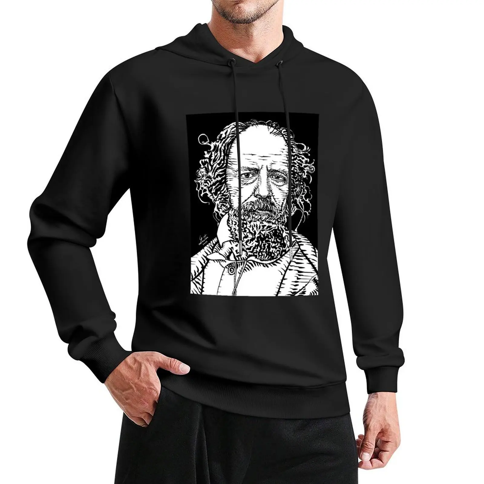 

ALFRED,LORD TENNYSON ink portrait Pullover Hoodie korean clothes autumn jacket men mens clothes hoodie