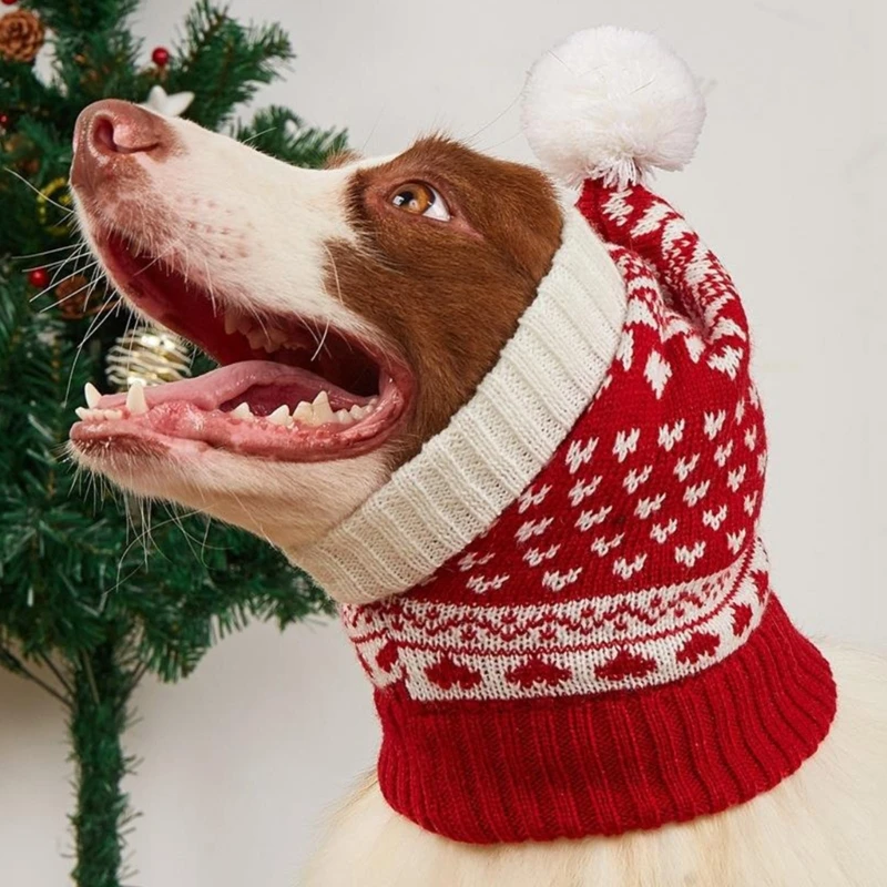 Crochet Dog Hat Christmas Knitted Pet Accessories Winter Warm Decoration