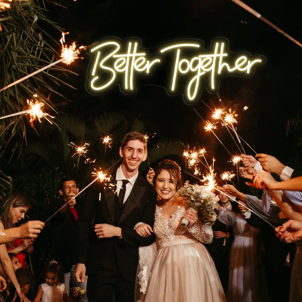 Better Together-señal Led de neón para dormitorio, decoración de boda, letrero de neón para casarse, luces LED, decoración de habitación, luces de